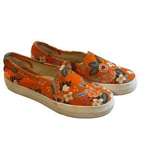 Womens Keds Sneakers Platform Rifle Paper Co Size 7.5 Orange Hawaiian Print